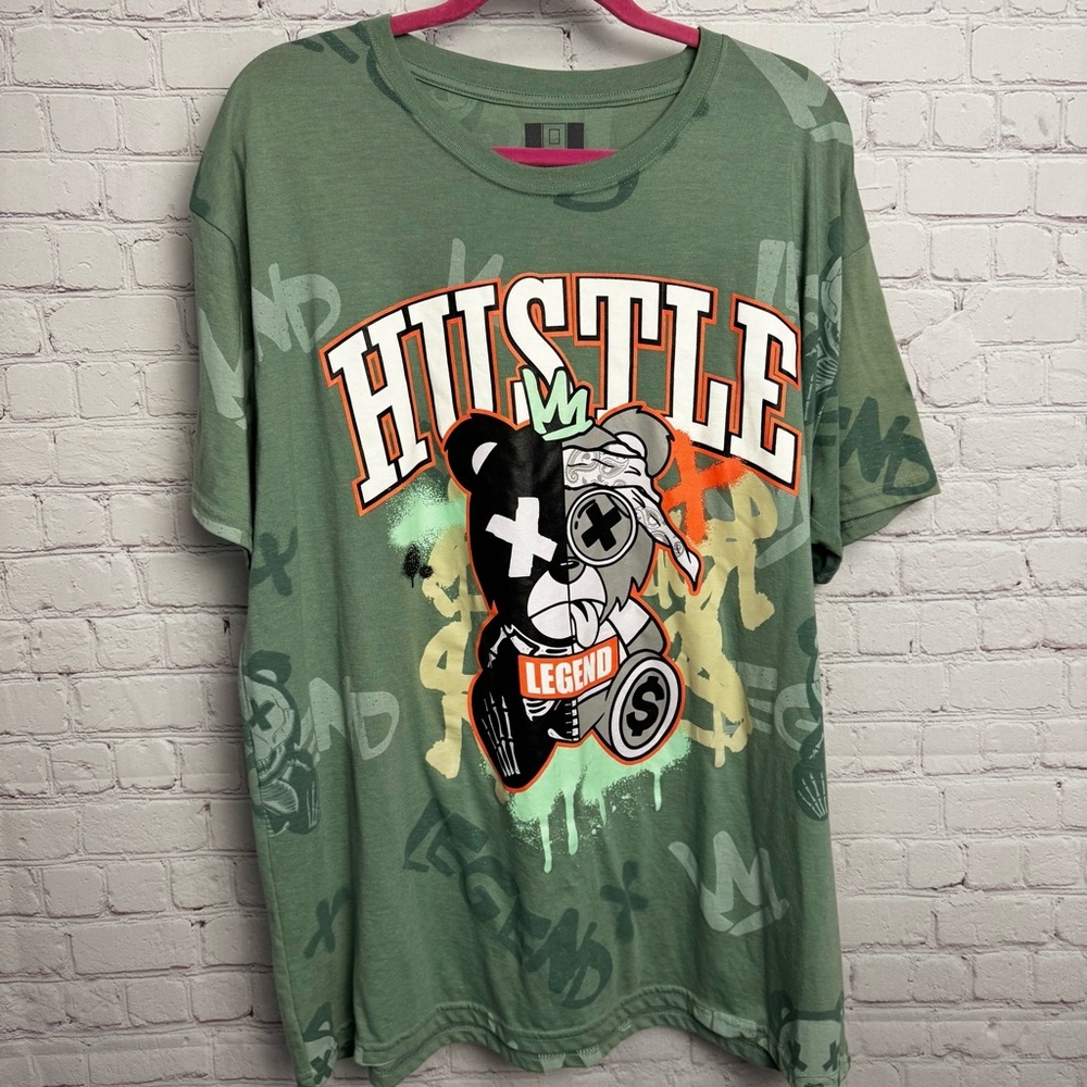 Hustle Legend creepy bear graphic tee men's size 3XL retro streetwear rare